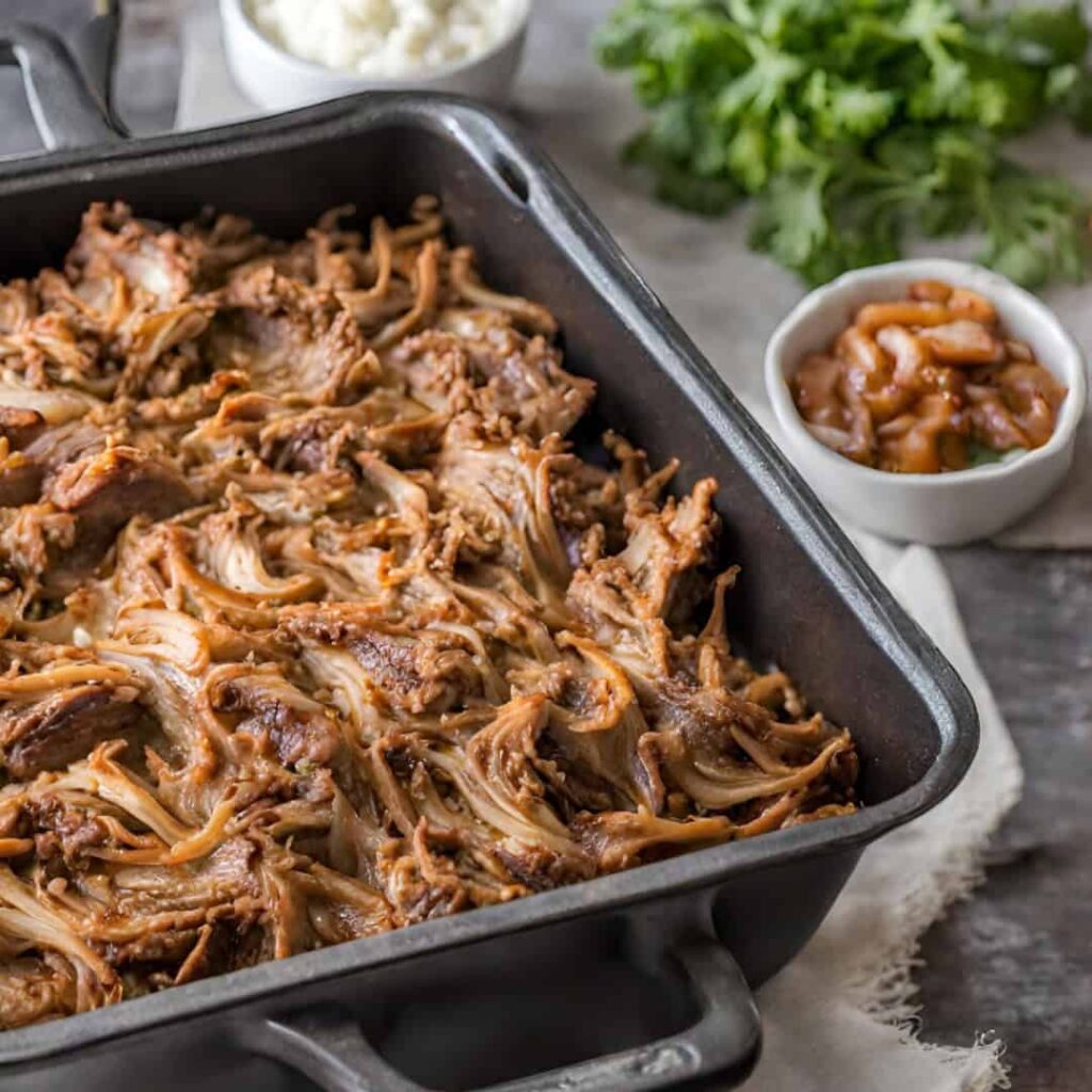 Pulled pork family pack in a serving tray